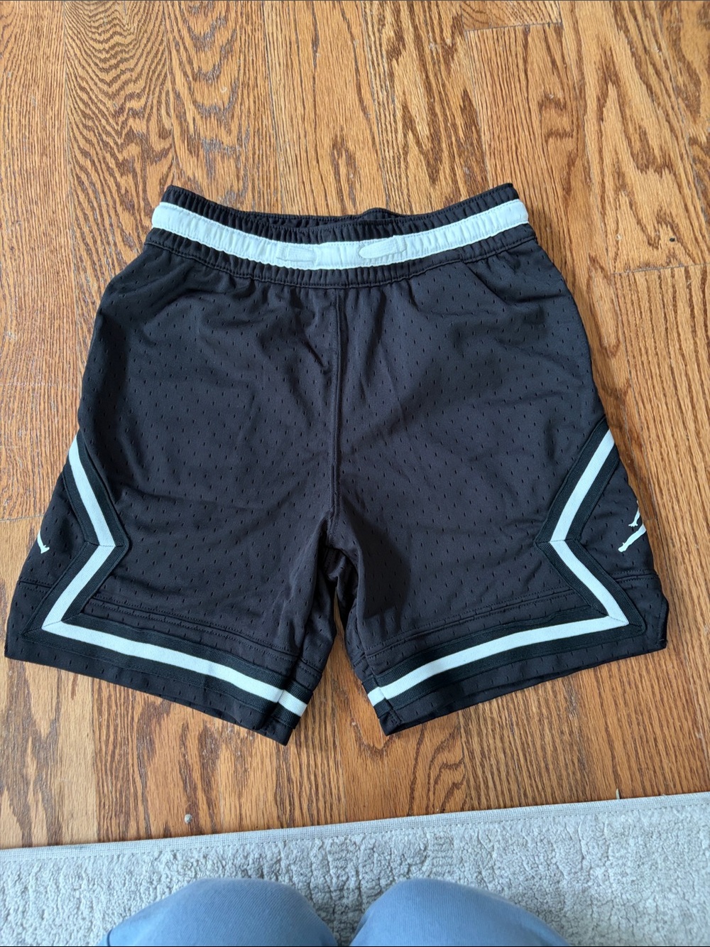 Jordan Black Athletic Mesh Shorts with White Trim